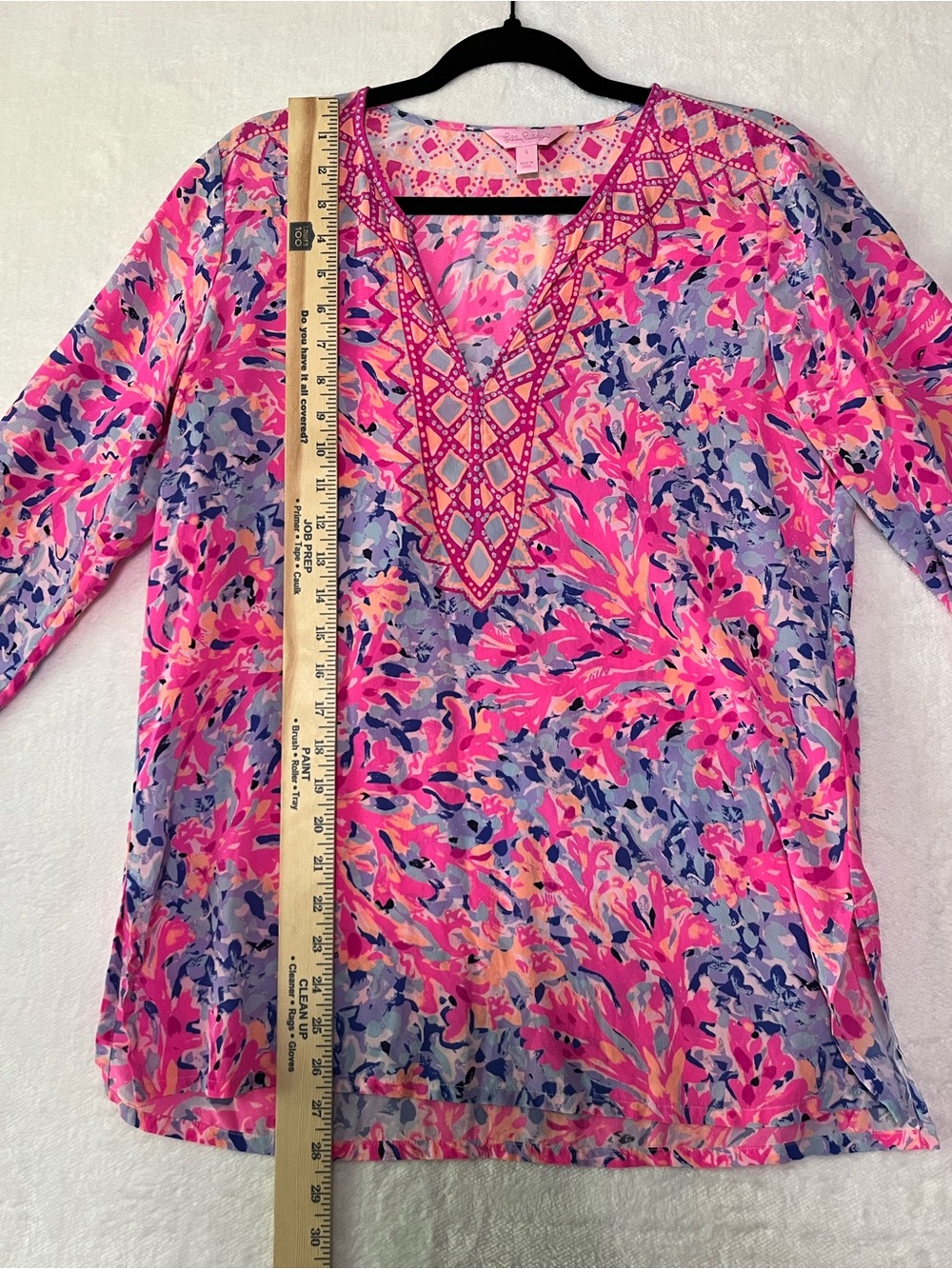 Lilly Pulitzer 100% Silk Tunic Top Small Pink Blue Resort Beach Preppy Coverup - Picture 5 of 11